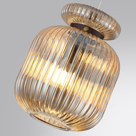 5042/1A PENDANT ODL24 309 античн.бронза/янтарный/металл/стекло/эко.кожа Подвес E27 1*60W JUGI
