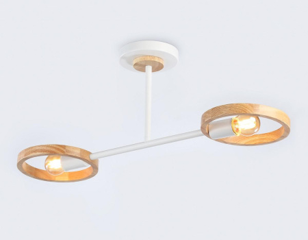 TR8243 Подвесной светильник со сменной лампой TR8243/2 WH/LWD белый/светлое дерево E27/2 max 40W 590
