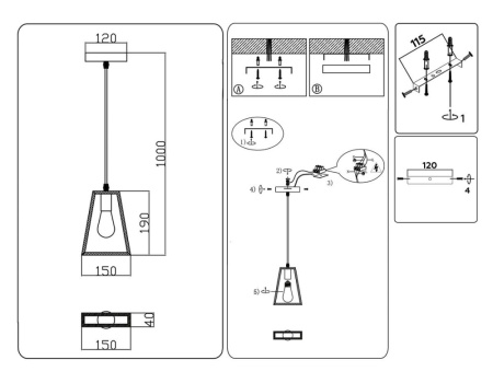 TR80497 Подвесной светильник в стиле лофт TR80497 BK/LW черный/светлое дерево E14 max 60W D150*1000