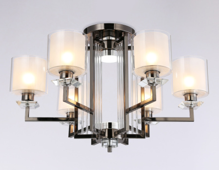 TR4422 Потолочная люстра TR4422/6 DCH/CL/FR черный хром/прозрачный/белый матовый E27*6 max 40W D748*