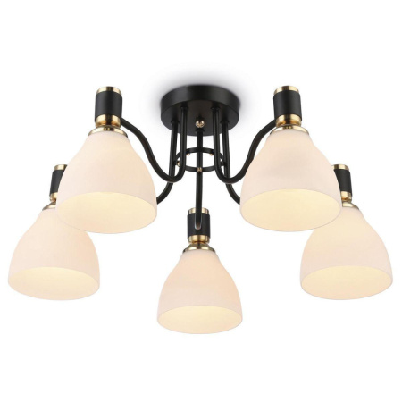 TR303307 Светильник потолочный TR303307/5 BK/GD/FR черный/золото/белый матовый E27*5 max 60W D600*27