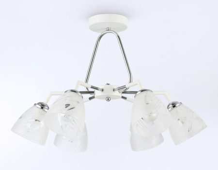 TR303292 Светильник подвесной TR303292/6 WH/CH/FR белый/хром/белый матовый E27*6 max 60W D590*380