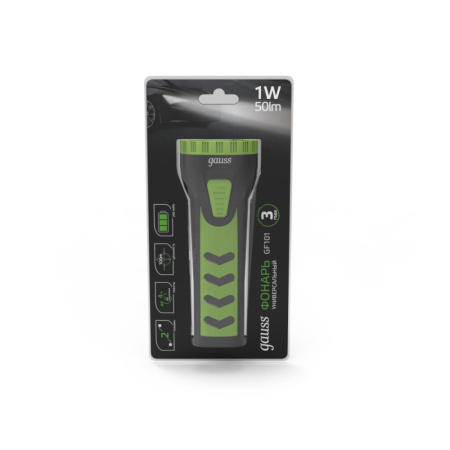 GF101 Фонарь ручной Gauss модель GFL101 1W 50lm lead acid 250mAh LED 1/10/120