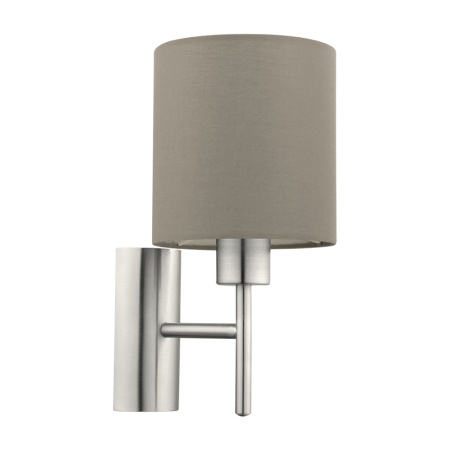 Бра PASTERI, 1х60W (E27), L145, H305, A195, никель мат./текстиль, серо-коричневый