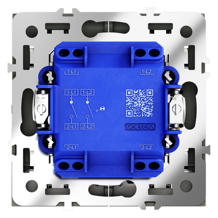 VLS020208 Выключатель встраиваемый VOLTUM S70 двухклавишный с подсветкой 10А, (черный матовый)