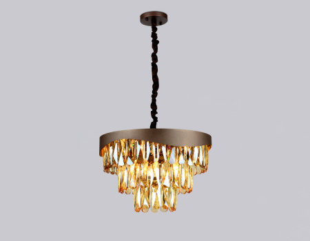 TR5081 Подвесная люстра с хрусталем TR5081 CF/TI кофе/янтарь E14/6 max 40W D400*1070