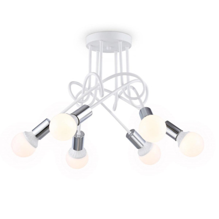 TR80417 Потолочный светильник в стиле лофт TR80417/5 WH/CH белый/хром E27/5 max 60W D690*370