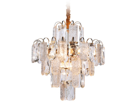 TR5231 Подвесная люстра с хрусталем TR5231/9 SGD/CL/FR золото/прозрачный/белый матовый E27*9 max 40W