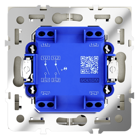 VLS020205 Выключатель встраиваемый VOLTUM S70 двухклавишный с подсветкой 10А, (сталь)