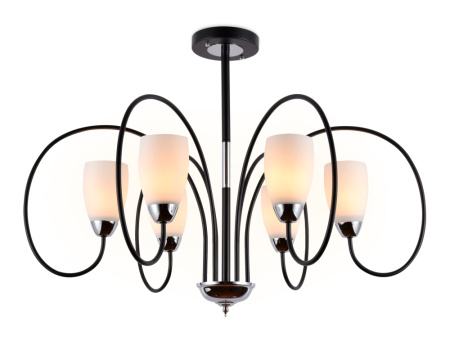 TR3126 Подвесная люстра TR3126/6 BK/CH черный/хром E27 max 40W D850*600