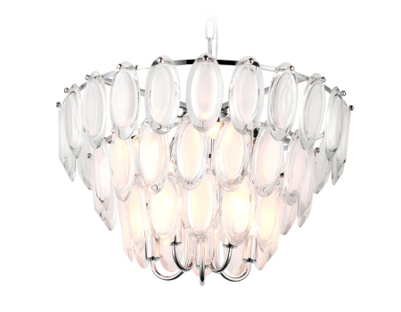 TR5177 Подвесная люстра TR5177/10 CH/CL/FR хром/прозрачный/белый матовый E14/10 max 40W D600*1050