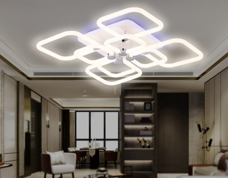 FA3866 Светильник светодиодный потолочный FA3866/4+4 WH белый 144W 3000K-6400K+RGB 627*627*121 (ПДУ