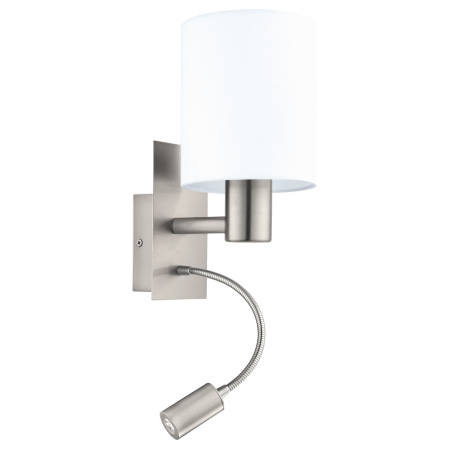 Бра PASTERI cо светод. подсветкой для чтения, 1х40W (E27), 1х3,5W (LED), L150, H380, A195, сталь, ни
