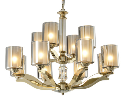 7908/C gold , Люстра, Gold Glass smoky/matt white D75.5*H40 cm E14 8*60W