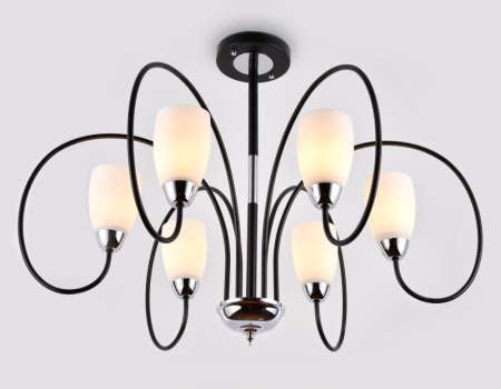 TR3126 Подвесная люстра TR3126/6 BK/CH черный/хром E27 max 40W D850*600