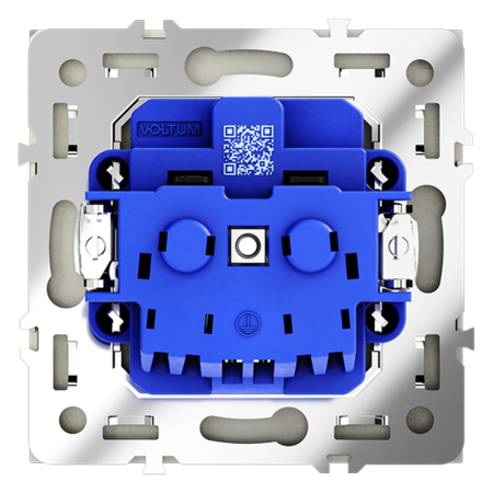 VLS040205 Розетка встраиваемая VOLTUM S70 с заземлением и защитными шторками, 16А, (сталь)