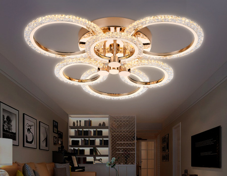 FA418 Потолочный светодиодный светильник с пультом FA418/3+3 GD золото 90W 580*540*120 (ПДУ РАДИО 2.