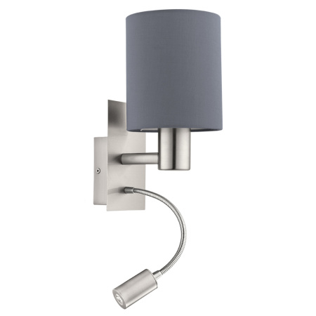 Бра PASTERI cо светод. подсветкой для чтения, 1х40W (E27), 1х3,5W (LED), L150, H380, A195, сталь, ни