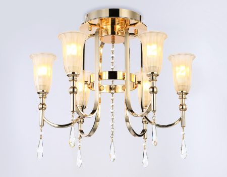 TR3244 Потолочная люстра с хрусталем TR3244/6 SGD/FR золото/белый матовый E14*6 max 40W D600*520