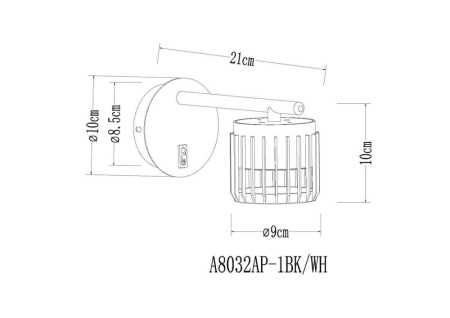 A8032AP-1BK СВЕТИЛЬНИК НАСТЕННЫЙ