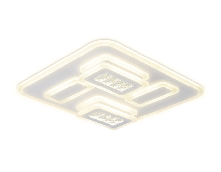 FA257 Потолочный светодиодный светильник с хрусталем FA257 GR серый 134W 500*500*80 (ПДУ РАДИО 2.4)