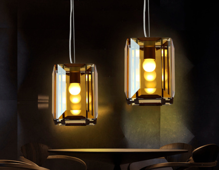 TR5109 Подвесной светильник TR5109 CF/TI кофе/янтарь E27/1 max 40W 150*150*1200