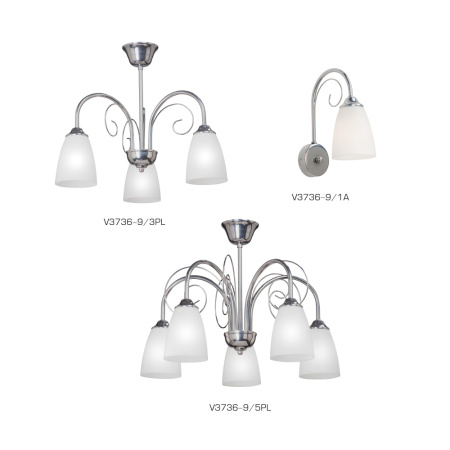 V3736-9/3PL Люстра V3736-9/3PL, 3хЕ14 макс. 40Вт, плафон ПП