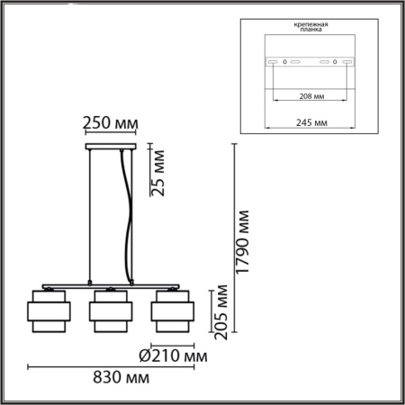8003/3A MODERNI LN25 черный/черный, золотой металл/металл, текстиль Подвес Е27 3*60W 220V ANIMAISA