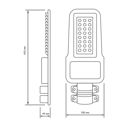 Светильник уличный Gauss Qplus 80W 9600lm 5000K 120-260V IP65 455*180*49мм черный КСС 