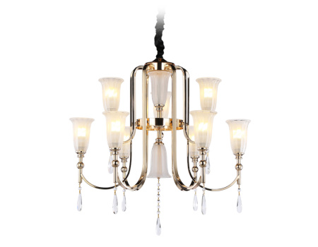 TR3250 Подвесная люстра с хрусталем TR3250/9 SGD/FR золото/белый матовый E14*9 max 40W D735*720