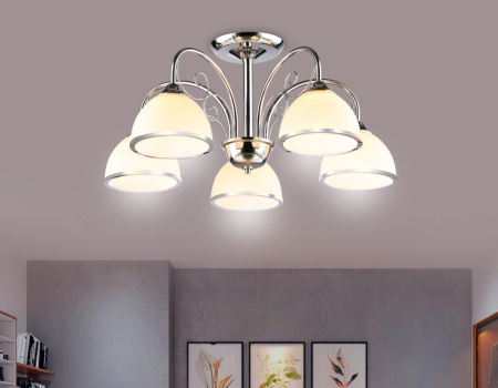 TR3182 Подвесная люстра TR3182/5 CH/FR хром/белый матовый E27/5 max 40W D575*285