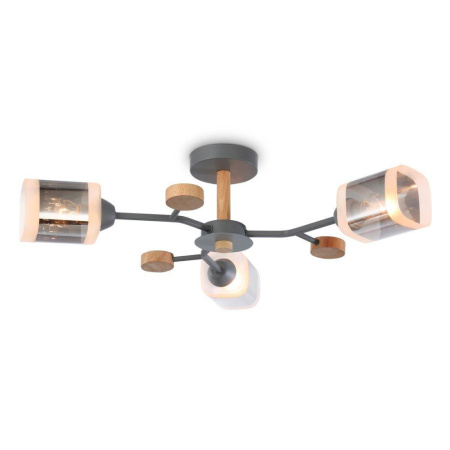 TR3033231 Светильник подвесной TR3033231/3 GR/LW/SM серый/светлое дерево/дымчатый E27*3 max 60W D700