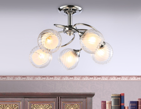 TR3198 Подвесная люстра TR3198/5 CH/CL/FR хром/прозрачный/белый матовый E27/5 max 40W D600*485