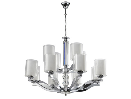 7908+4/C , Люстра, Chrome Glass clear/matt white D82*H57,5 cm E14 12*60W