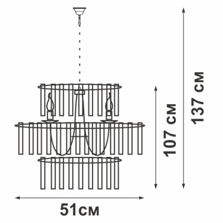 Люстра V5150-1/6+3+1, 10хЕ14 макс. 60Вт