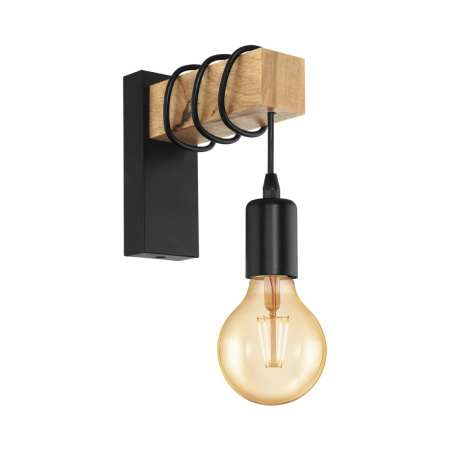 32917 Бра TOWNSHEND, 1х60W(E27), сталь, дерево, черн, коричн, L65, А185, H215