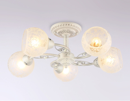 TR3062 Потолочная люстра TR3062/5 WH/SL/FR белый/серебро/белый матовый E27/5 max 40W D615*245