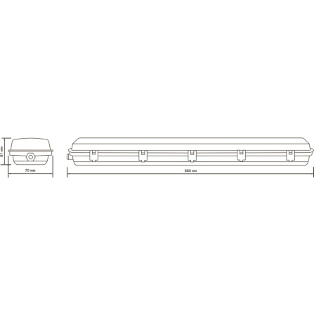 Светильник линейный Gauss СПП-Т8-G13 INDUSTRY 220-230V IP65 660*70*61мм для LED ламп 1х600мм 1/12