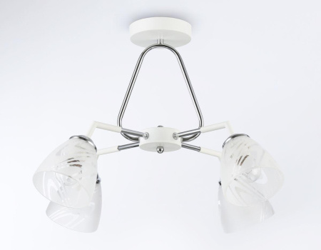 TR303291 Светильник подвесной TR303291/4 WH/CH/FR белый/хром/белый матовый E27*4 max 60W D590*380