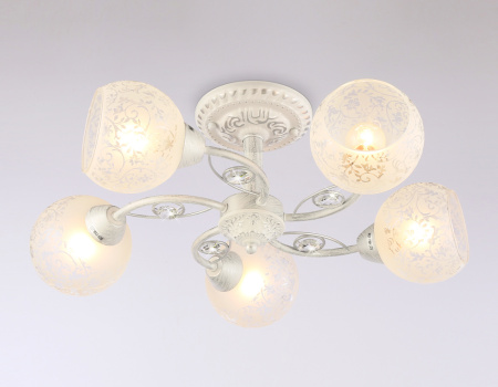 TR3062 Потолочная люстра TR3062/5 WH/SL/FR белый/серебро/белый матовый E27/5 max 40W D615*245
