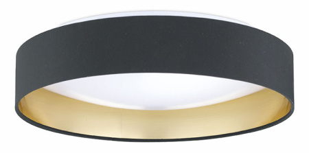 Светодиодный светильник потолочный MASERLO, 18W (LED), Ø405, белый/текстиль, черный, золотой