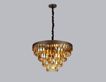 TR5086 Подвесная люстра с хрусталем TR5086 CF/TI кофе/янтарь E14/6 max 40W D520*1140