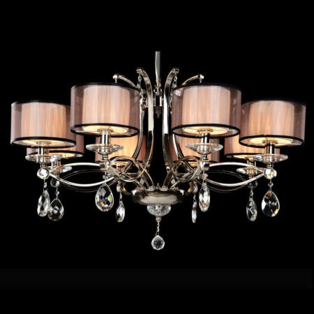 1608/C без абажуров , Люстра, Nickel Clear crystal D90*H55/155 cm E14 8*60W