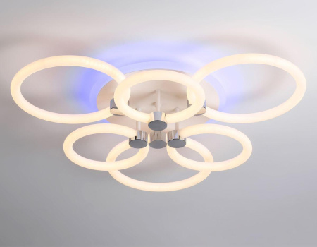 FA3844 Светильник светодиодный потолочный FA3844/3+3 WH белый 102W 3000K-6400K+RGB D670*115 (ПДУ РАД
