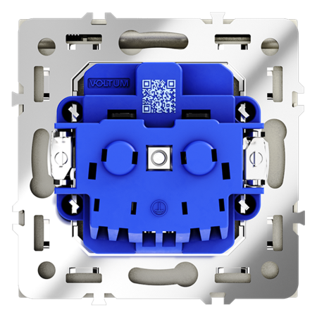 VLS040305 Розетка встраиваемая VOLTUM S70 с заземлением, защитными шторками и крышкой 16А, (сталь)