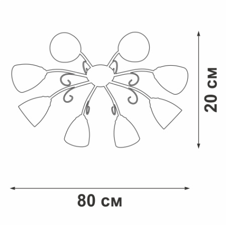 V3819-9/8PL Люстра V3819-9/8PL, 8хЕ14 макс. 40Вт, плафон ПП