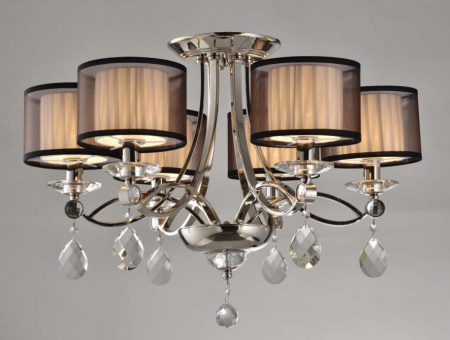 1606/PL без абажуров , Потолочный светильник, Nickel Clear crystal D69*H40 cm E14 6*60W