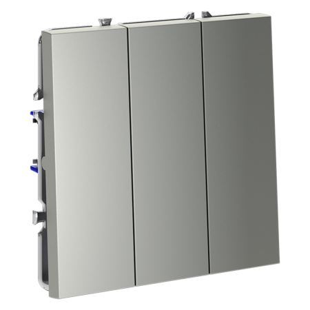 VLS030105 Выключатель встраиваемый VOLTUM S70 трехклавишный 10А, (сталь)