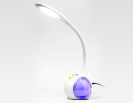 DE532 Светодиодная настольная лампа с RGB подсветкой DE532 WH белый LED 4200K+RGB 7.5W