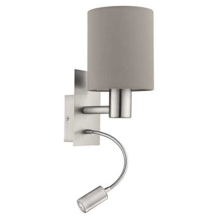 Бра PASTERI cо светод. подсветкой для чтения, 1х40W (E27), 1х3,5W (LED), L150, H380, A195, сталь, ни